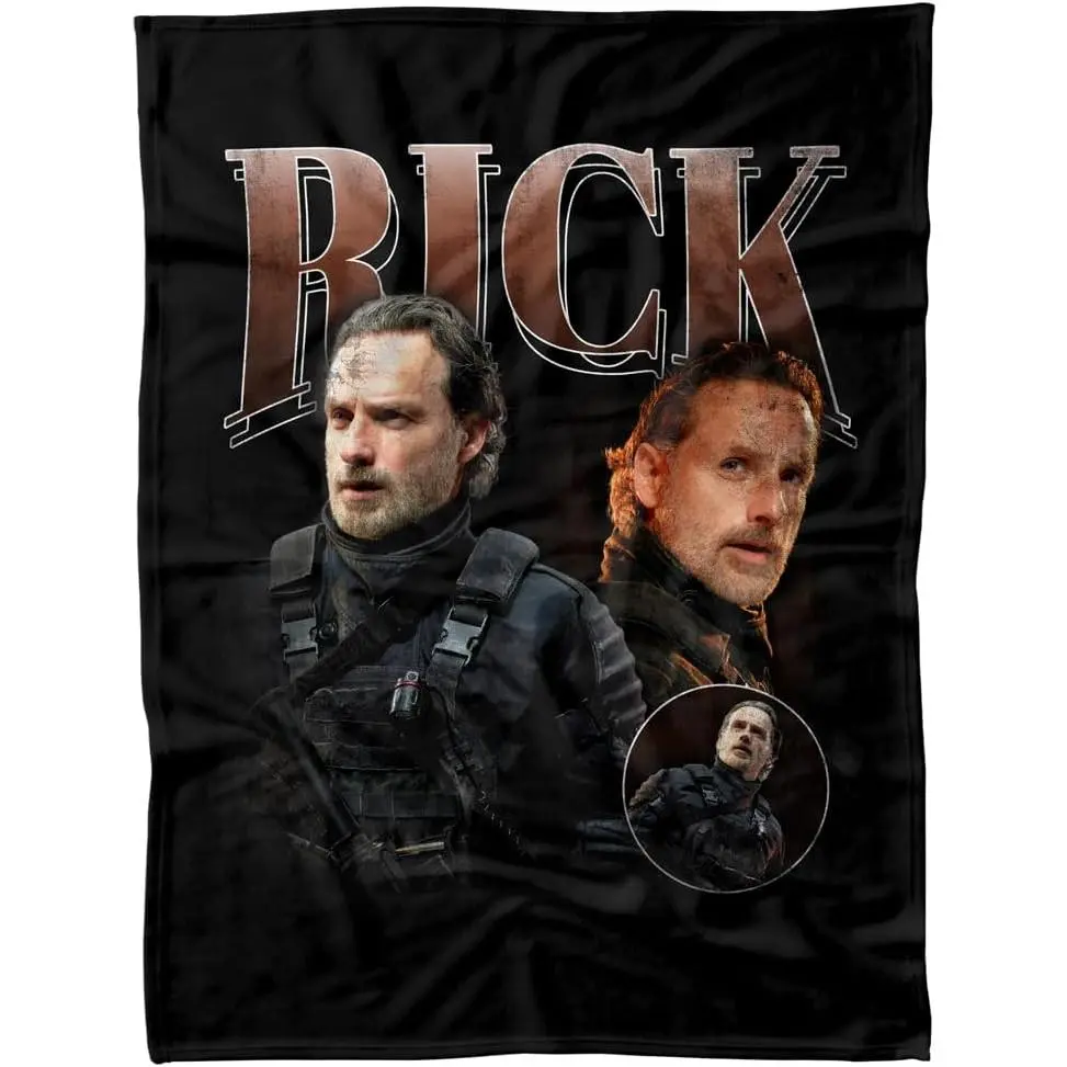 Zombie Drama Flannel Blanket The Walking Dead Rick Grimes Retro Vintage Portrait Print All Season Soft Fleece Throw Blanket Tv Series Fan Gaming Room Bedroom Home Decor Gift