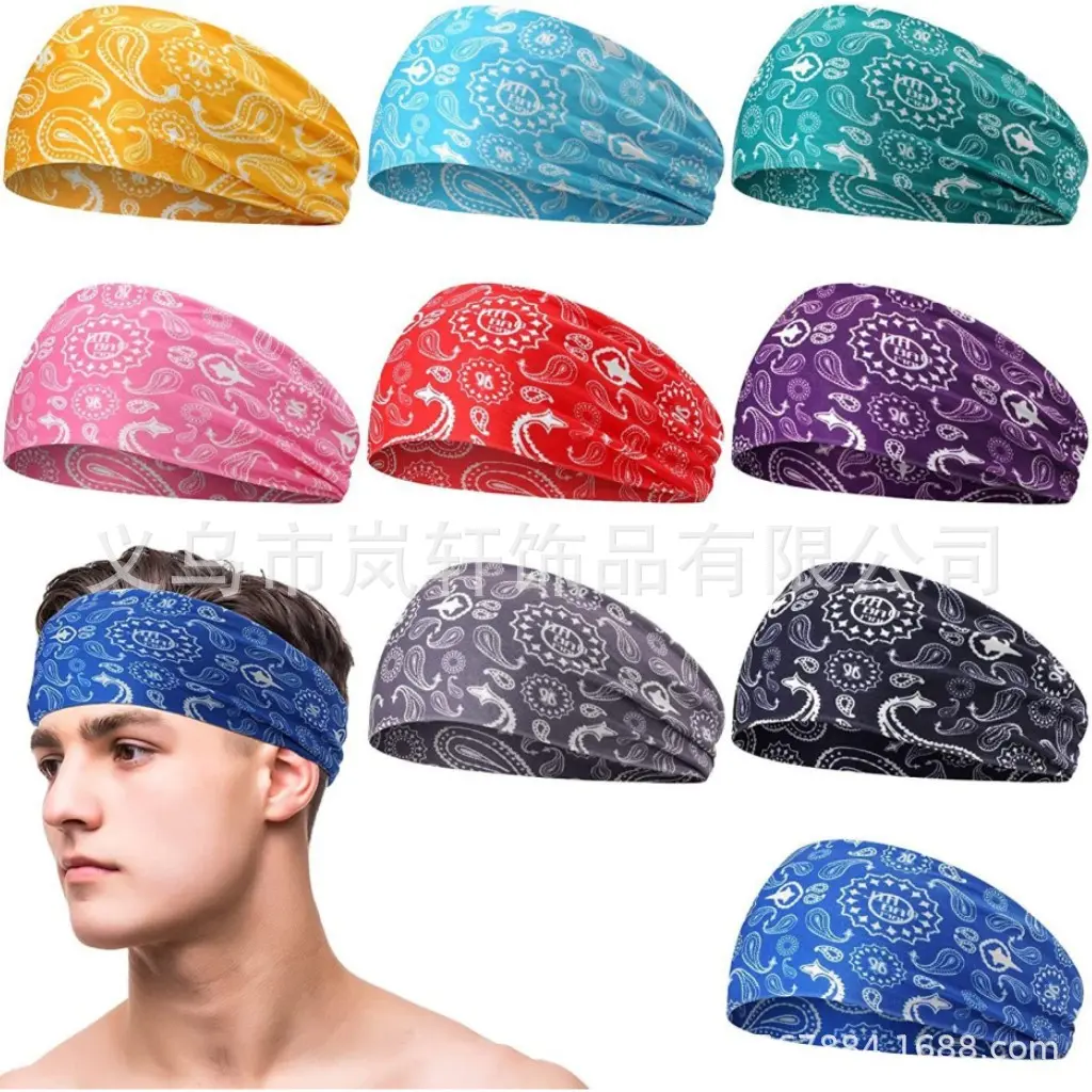 Sports headband, sweat-absorbing and breathable, running headband, yoga fitness sweat-guiding band, widened quick-dry headscarf, antiperspirant band
