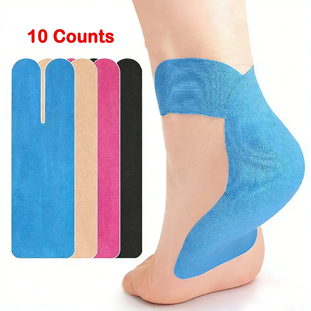 10Pcs/Set Elastic Precut Kinesiology Tape, Ankle Heel Anti-Friction Support Bandage, Breathable Foot Arch Athletic Tape for Sports