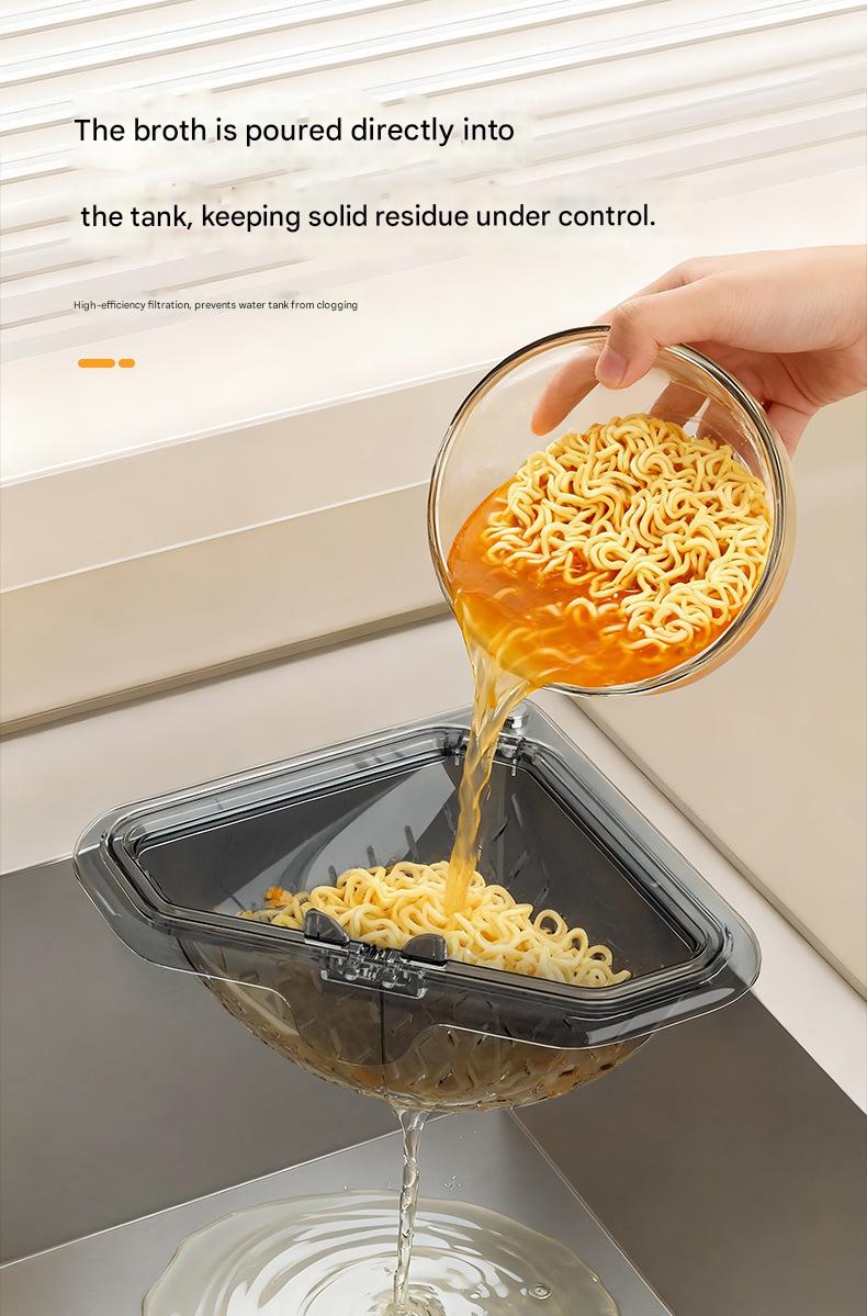 2 PCS Compatible with right-angle stainless steel sinks | Food-grade material | Special for daily residue filtration Magnetic draining triangular kitchen sink filter for storing food scraps, leftovers, and kitchen waste .
