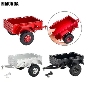 Aluminum Alloy 1/18 RC Trailer, RC Utility Trailer with Ball Head Hitch for 1/18 Scale RC Crawler TRX4M SCX24 Upgrade