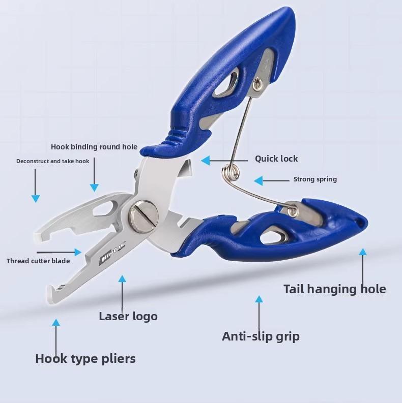 Multi-Functional Fishing Pliers, Stainless Steel Lure Pliers with Hook Remover, Line Cutter & Scissors for Fishing