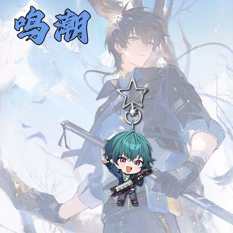 Anime Ciaccona Carlotta Wuthering Waves Q-version Star KeyChain Key Chain Pendant Kawaii Figure Acrylic Keyring Birthday Gifts