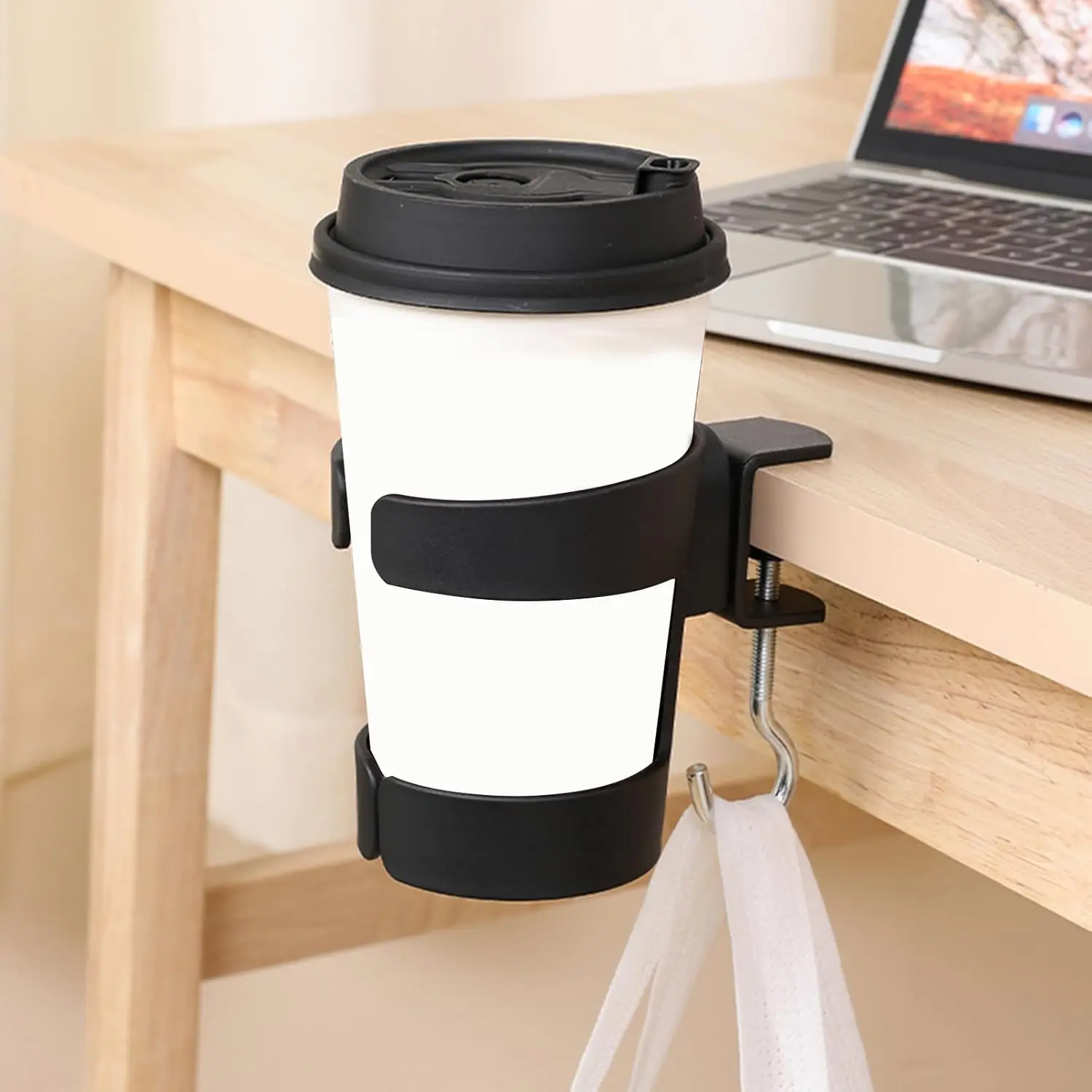 Table cup holder - clip cup holder, bottle rack design, space-saving kitchen, lathe work accessory, wheelchair teacher, home café, dorm kayak school, adjustable portable stand