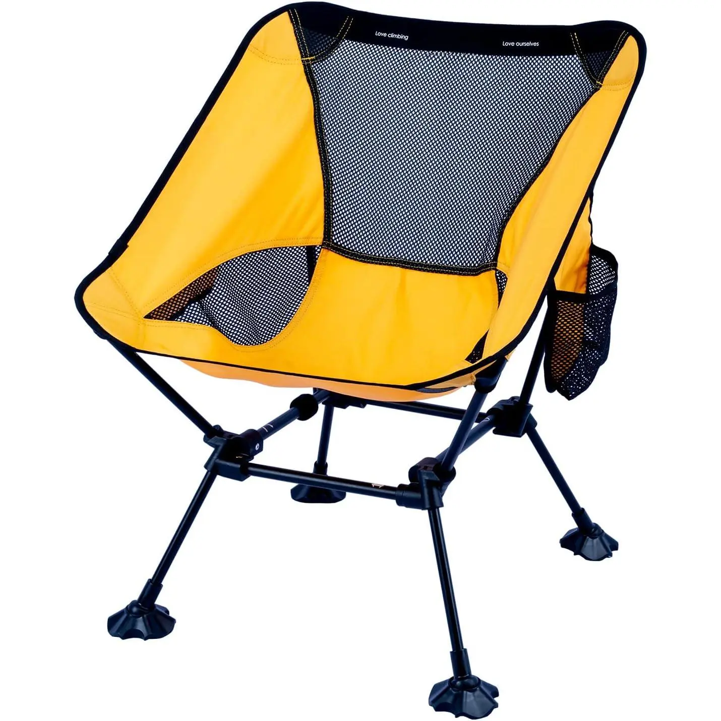 Ultralight Compact Camping Folding Beach Chair with Anti-Sinking Large Feet and Back Support Webbing (Yellow - Square Frame)