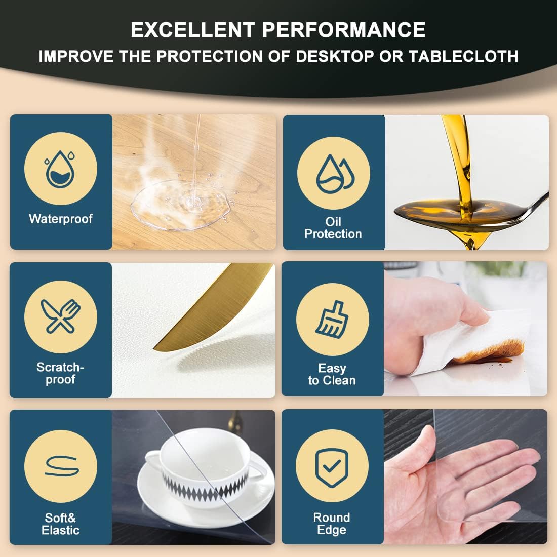 Transparent tablecloth protector, available in multiple sizes, 1.5mm thick waterproof plastic rectangular tablecloth, PVC transparent tablecloth protector, suitable as a tabletop protection pad for kitchen, dressing table, writing desk, and dining table Transparent tablecloth protector, available in multiple sizes, 1.5mm thick waterproof plastic rectangular tablecloth, PVC transparent tablecloth protector, suitable as a tabletop protection pad for kitchen, dressing table, writing desk, and dining table