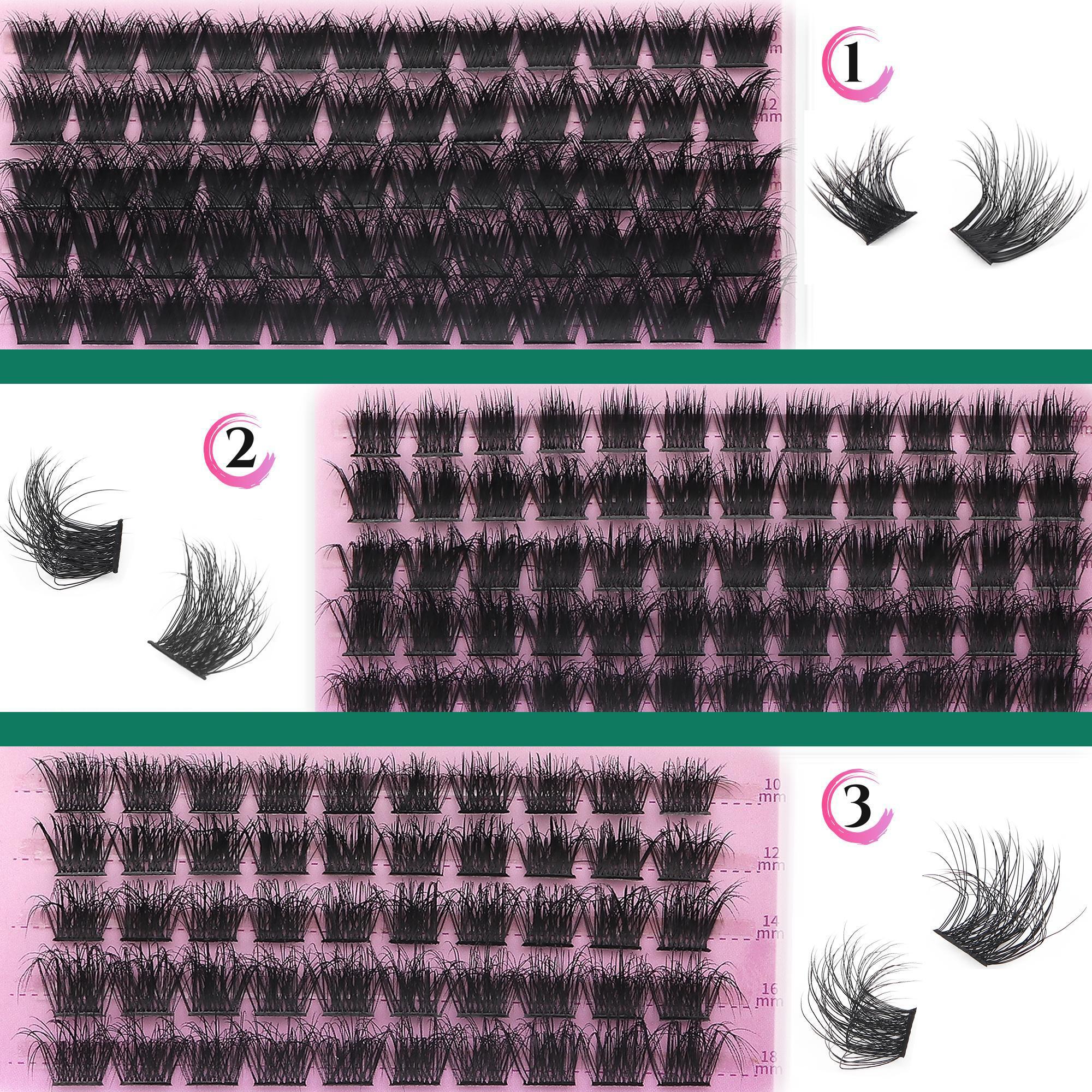 Natural Eyelash Extensions Kit, 1 Set Mixed Length Eyelash Clusters, Self Grafting Curl Eyelashes, Diy False Eyelashes, Professional Eye Makeup Accessories for Women, Makeup Products