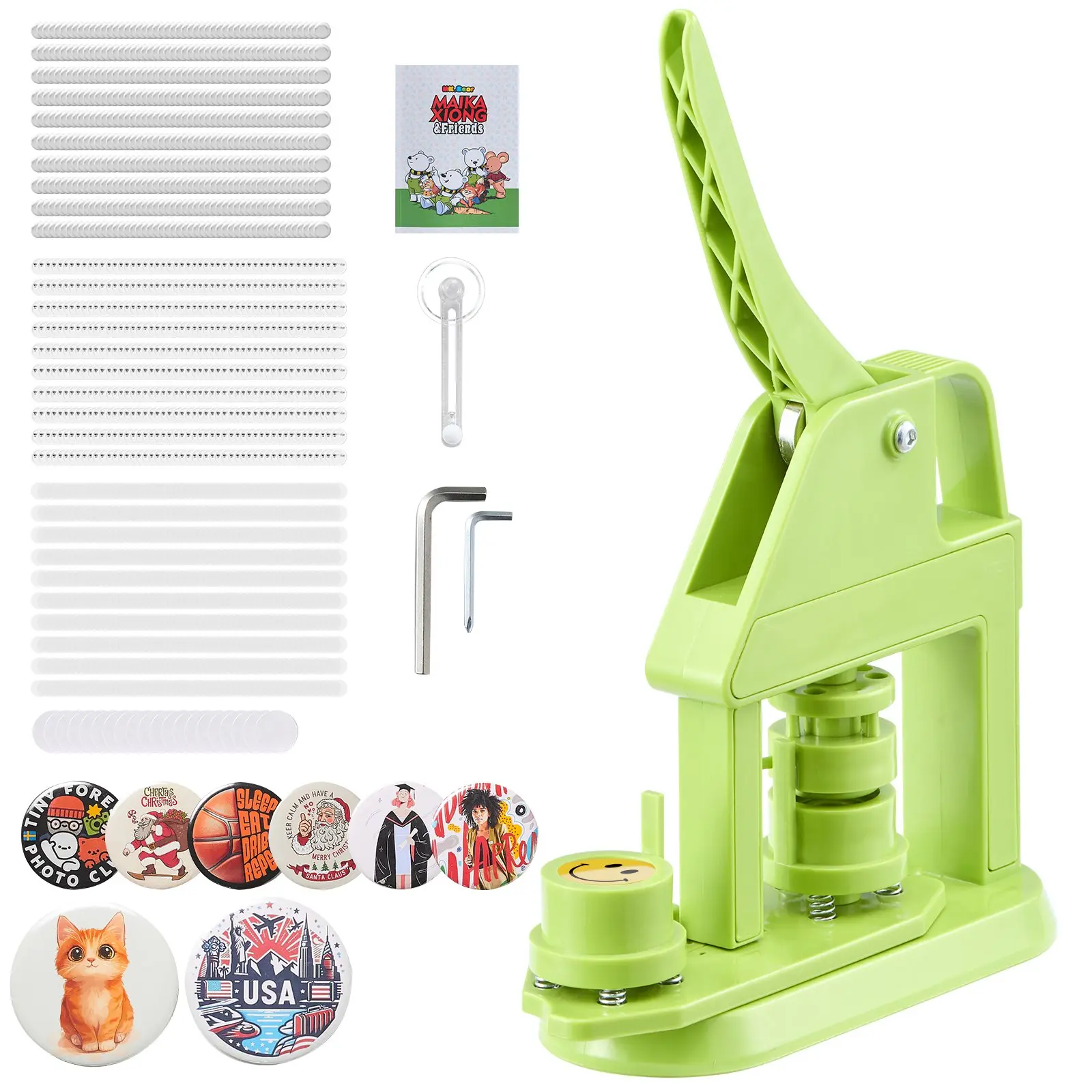 【Summerfinds】VEVOR Button Maker Machine, 0.98 in, Plastic Pin Maker with 500pcs Button Parts, Mr. Panda Magic Book, Circle Cutter and Hex Wrenches, Reinforced Ergonomic Handle, for DIY Badges, Personalized Pins