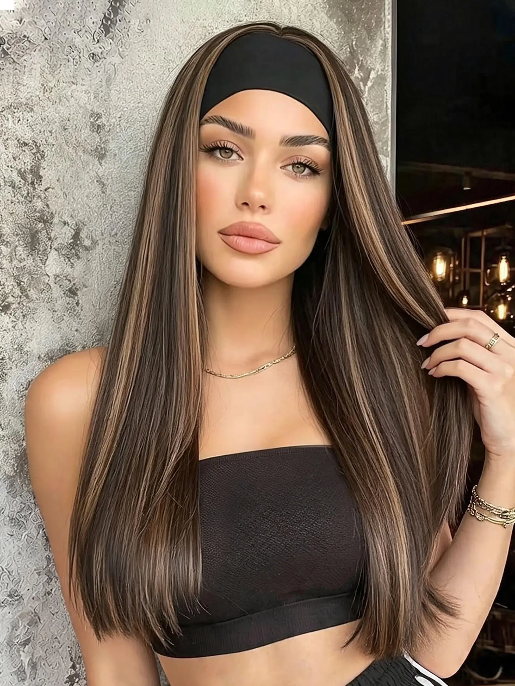 Zihan Natural Straight Hair Headband Wig, Heat-Resistant Synthetic Fiber, 4/30 Dyed, 150% Density, Comfortable Daily Use, Multifunctional