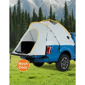 Truck Bed Tent 210D Oxford Pickup Camping Tent with Sun Awning for Full Size Truck Waterproof Outdoor Sleep Space Portable Easy Setup Grey