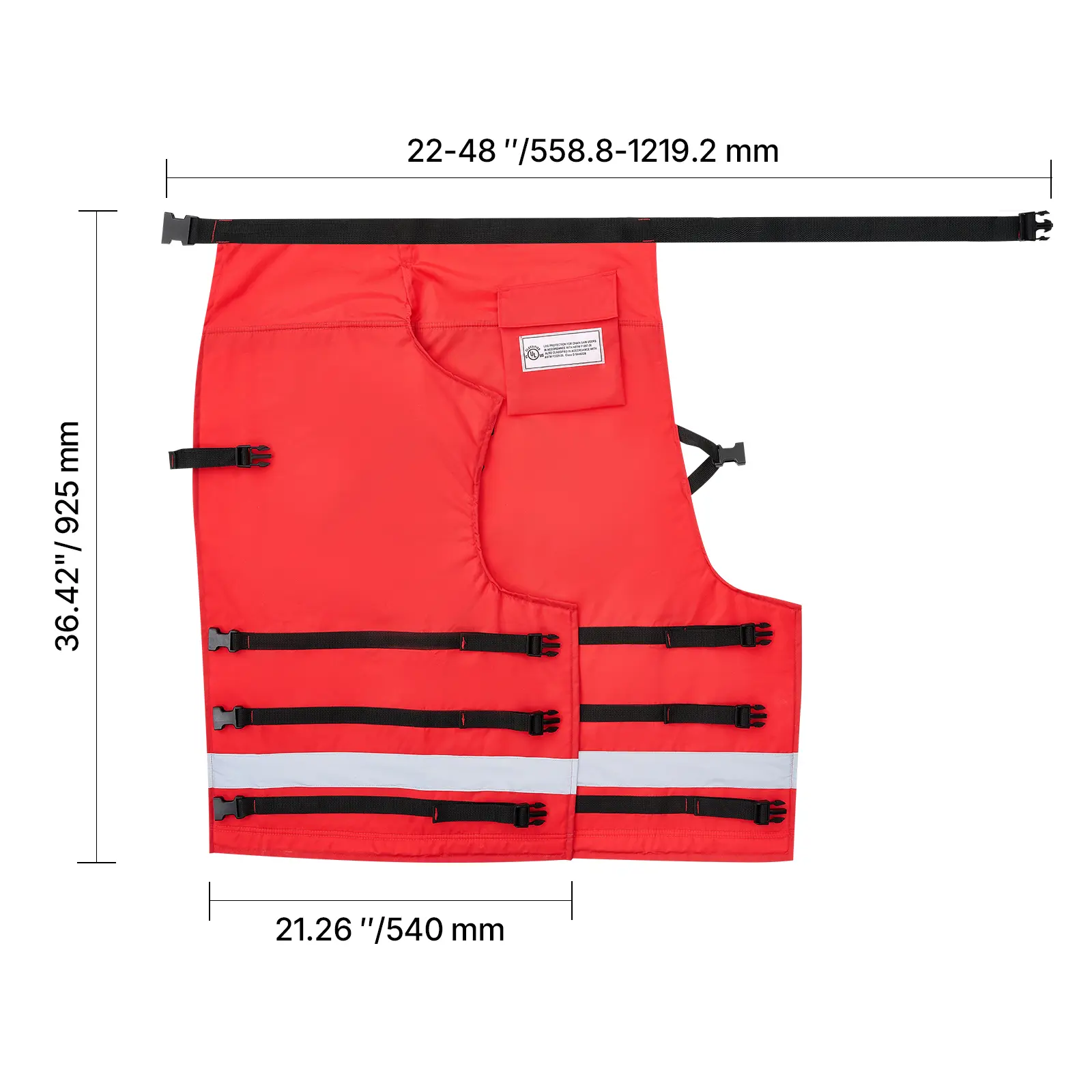 Apron Style Chainsaw Chaps, Class D, 8 Layers Chainsaw Pants with Adjustable Belt & Gear Pocket, Chain Saw Chaps for Men/Women, Chainsaw Safety Equipment for Loggers Forest Workers, Medium Fabric Menswear