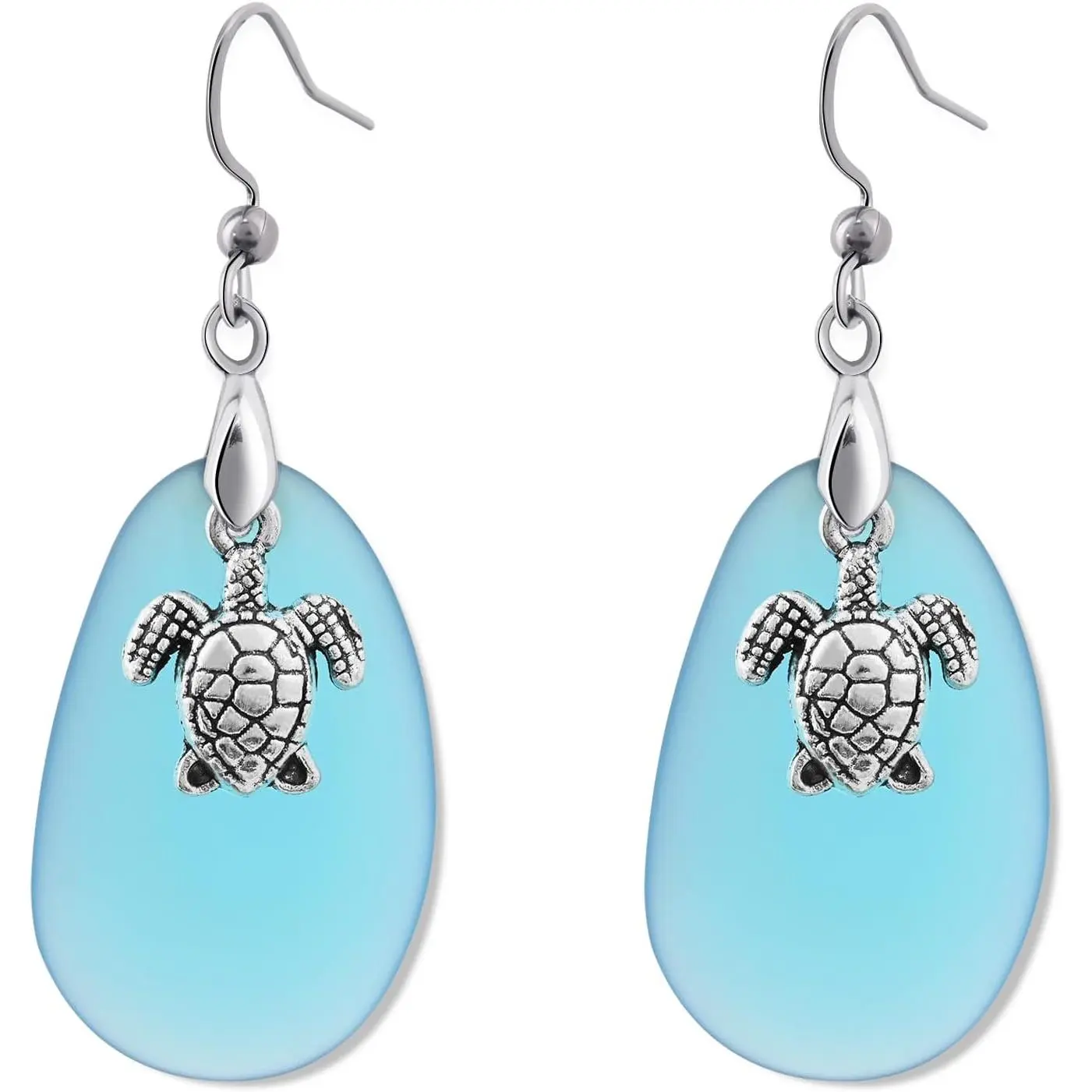 Sea Glass Earrings Beach  for Women Blue Drop Dangle Earrings, Beach Earrings  for