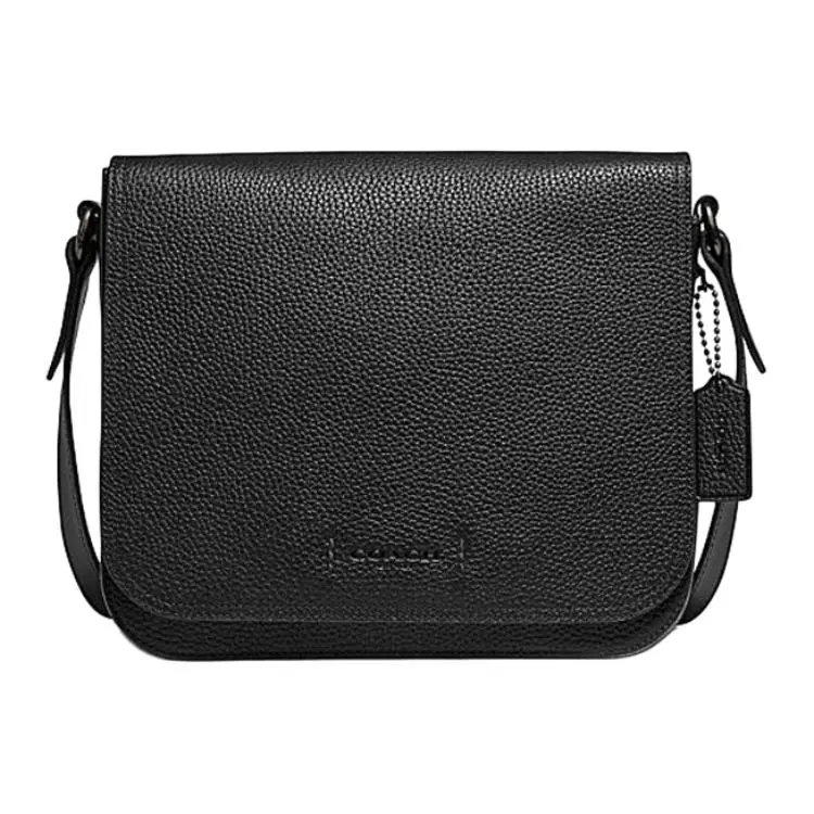 COACH Gotham 27 Logo Pebbled Leather Crossbody Bag, Medium, Men's, Black