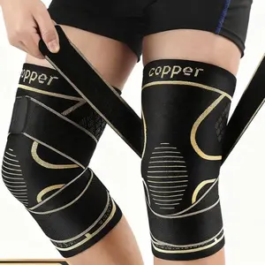 Adjustable Copper Circular Compression Knee Brace, All Seasons Sleeve for Shock Absorption and Support for Basketball & Hiking