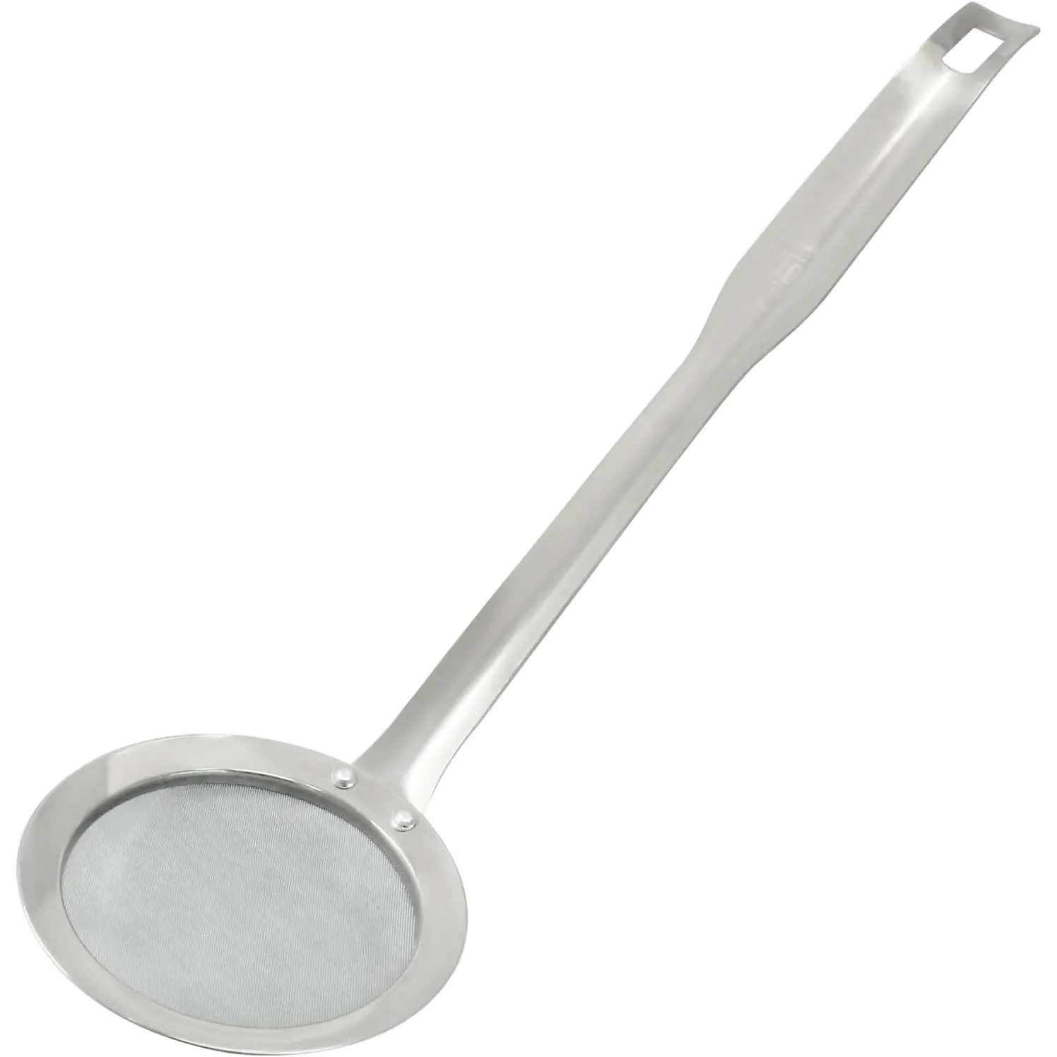 Stainless Steel  Skimmer Spoon 13 inch DIA 3.35" | Ladle Cooking Strainer Spoon, Fine Mesh, Colander with Handle, Shallow Net Design