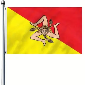 1-piece set of wind-powered Sicilian flag - Bright colors that do not fade - Single-thread sewing with canvas head - Italian Sicilian flag made of polyester with bright colors, suitable for outdoor gardens, lawns, and patios