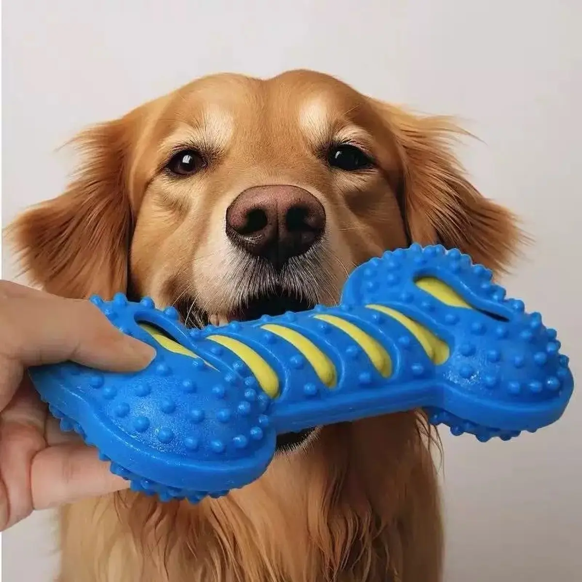 Indestructible Squeaky Bone Dog Chew Toy, Self-Play Boredom Relief Toy for Small & Medium Dogs