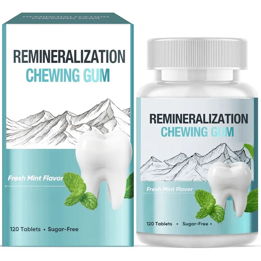Remineralizing Gum, 120 Tablets Hydroxyapatite Gum, Repair for Receding Gums, Effectively Cleans Teeth and Freshens Breath