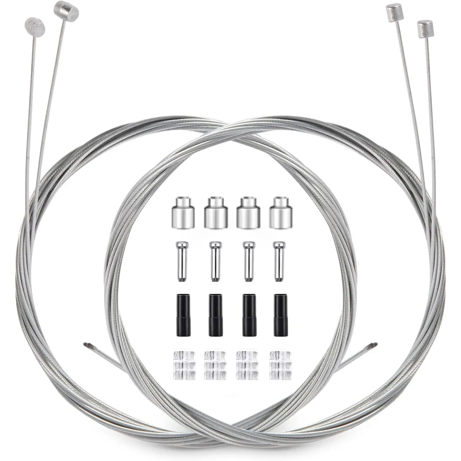 4PCS 2M Universal Bicycle Brake Gear Shifter Cable Wire Set, Professional Brake Line for Mountain MTB Bike with Free Cable Cap End Crimps Accessories