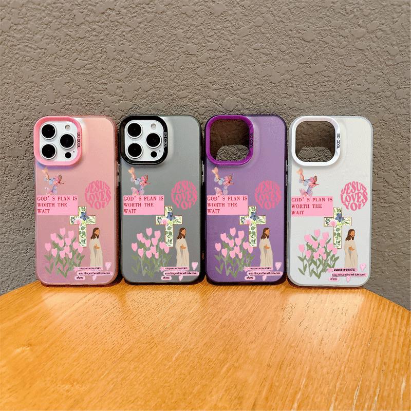 Softcase for iPhone 17 16 E Pro Max 15 Plus 14 13 12 11 XS XR Soft Pink Jesus Faith Art Premium Shockproof Silicone Lightweight Anti-Scratch Protective Cover