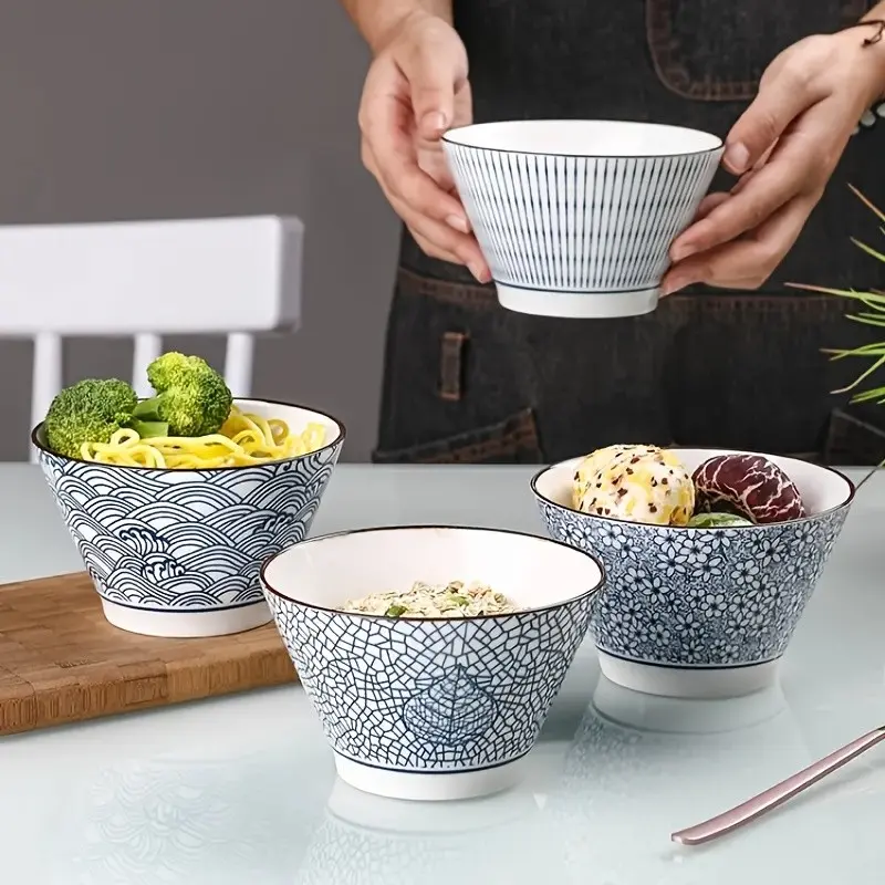4-Piece Ceramic Dinnerware Set, Home Use Rice Bowl, Dessert Bowl, Salad Bowl, Japanese Style Tableware, Durable & Elegant Design