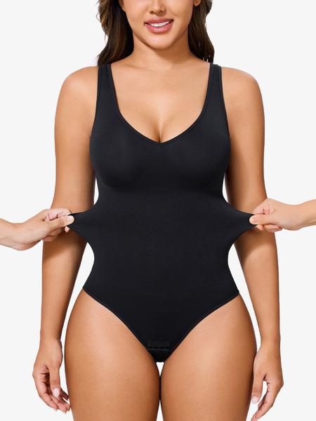 Women's Deep V Fashion Shapewear Bodysuit, Sexy Lightweight Slimming Underwear, Abdomen Control & Butt Lifting Bodyshaper Vest
