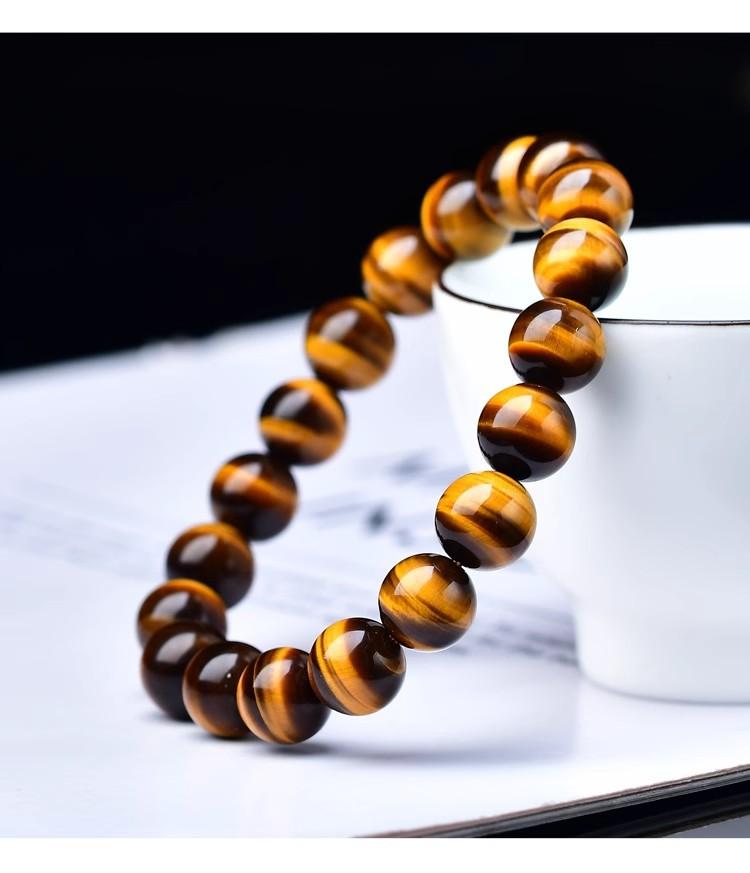 Natural Tiger Eye Stone Bracelet for Men and Women, Yellow Tiger Eye Stone, Colorful Tiger Eye Cat Eye Stone, Wood-Transformed Tiger Eye Stone Bracelet