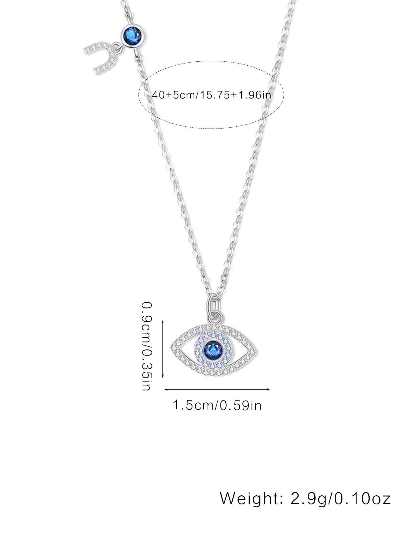 S925 Sterling Silver Evil Eye Design Cubic Zirconia Pendant Necklace for Women, Fashion Jewelry for Party, Daily Decor, Trendy All-match & Exquisite  Silver  Jewelry for Birthday Gift