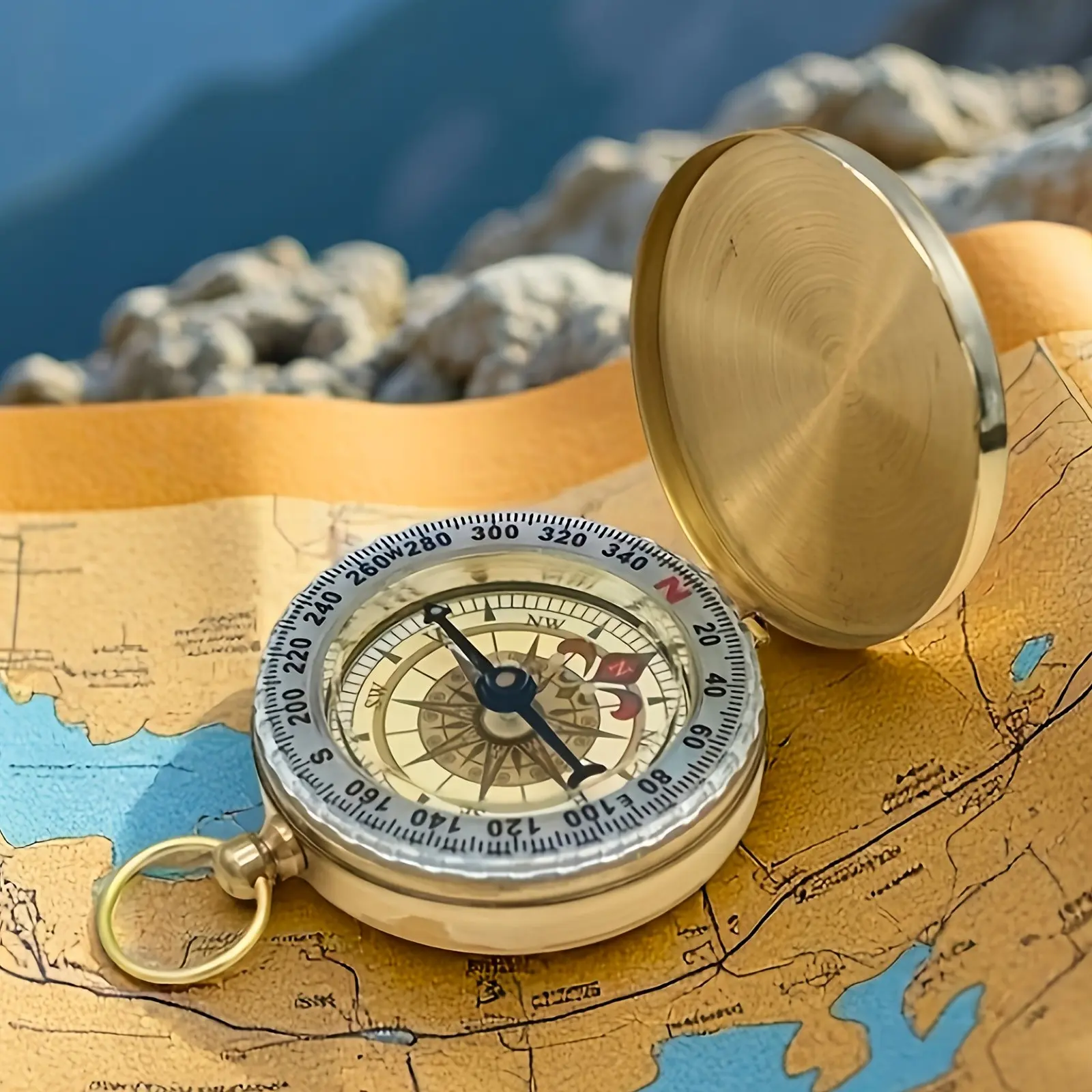 Metal Compass for Hiking, Camping, Trekking, Outdoor Travel, Precision Base Map Navigation Tool, Scale Included, Portable Pocket Explorer Gear for Adults