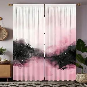2 Piece Polyester Drapes, Sand Gradient Pattern, Rod Pocket Curtains for Bedroom and Living Room Decor