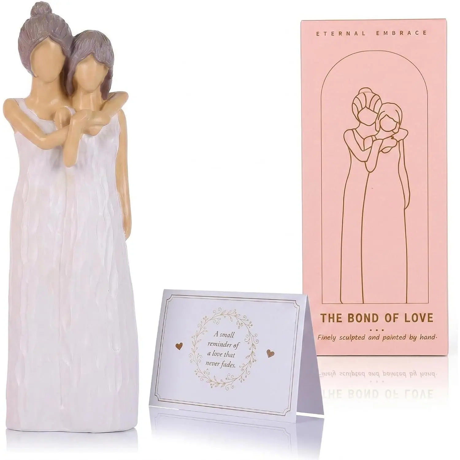 Mother Daughter Figurines Give Mom Gifts, Mother Daughter Hugging Figurines Bride Gifts, Meaningful Sentimental  for Mom, Mother's Day Grandma Birthday  Sculpted (Cream, 7.1in)