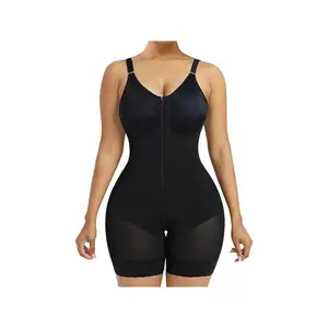 Columbia women's waist cinching shapewear bodysuit, abdominal cinching waistband, zipper crotch detachable shoulder strap, hip lifting black V-neck bodysuit, comfortable shapewear bodysuit, V-neck women's waist cinching training garment