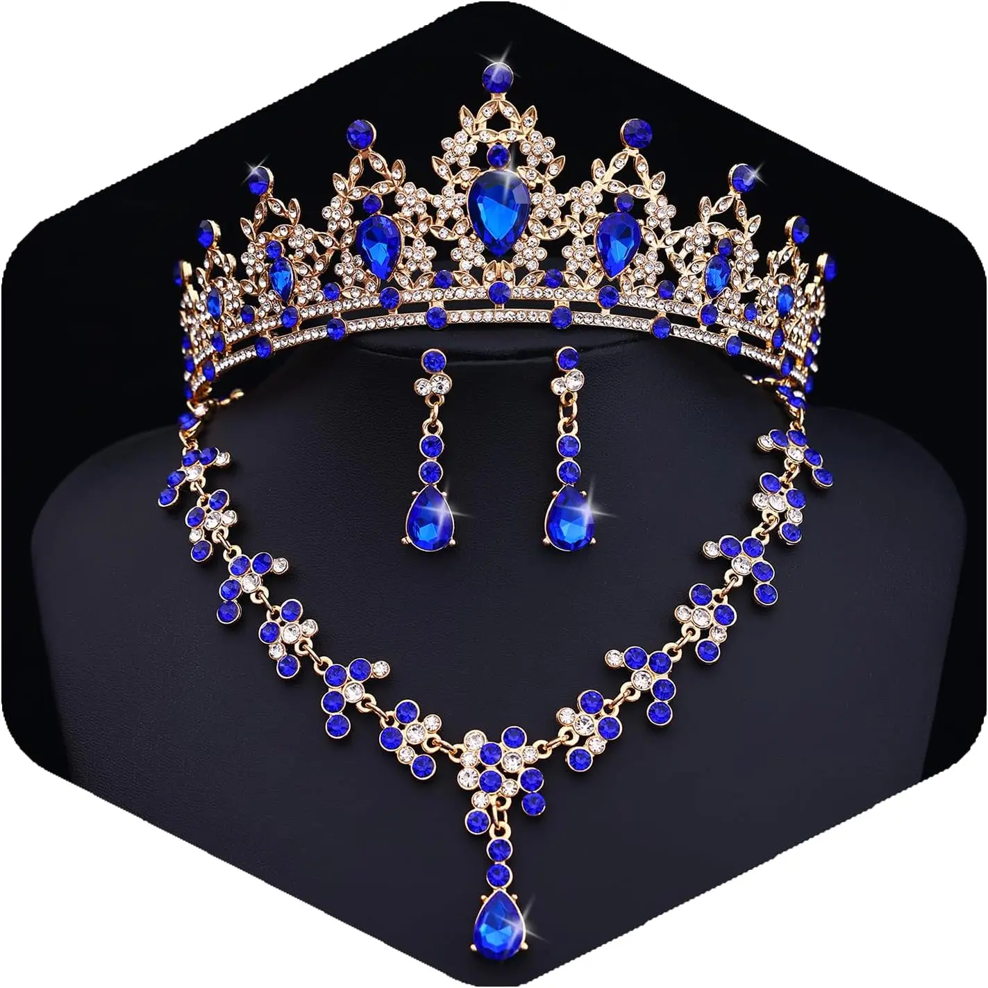 Crown and Tiara  Set for Women Bride with Necklace Earrings | Metal Rhinestone Royal  Princess  Set Wedding Quinceanera Pageant Prom Birthday Halloween Party Costume