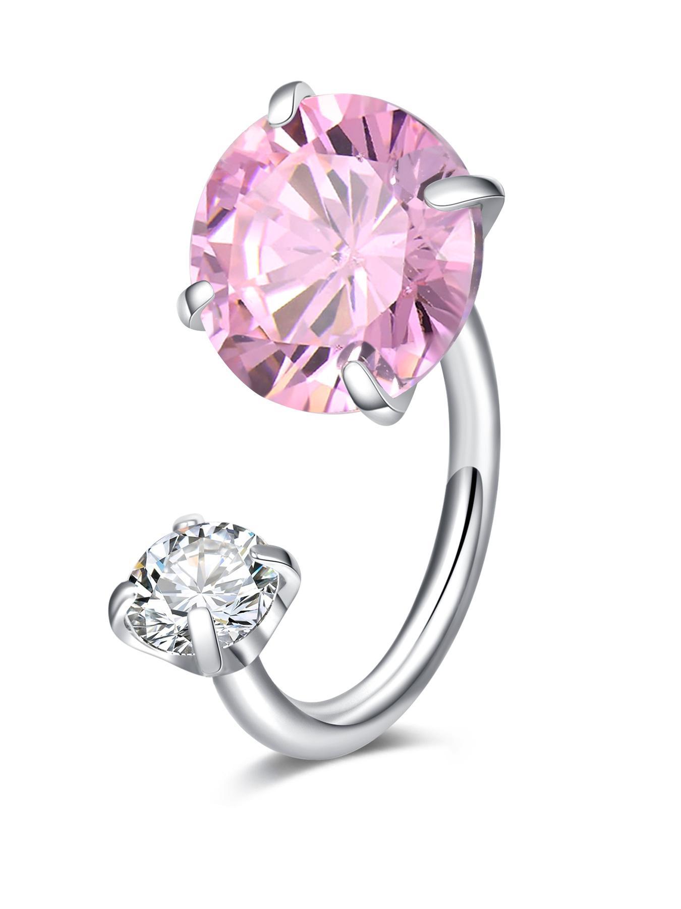 Stylish Horseshoe Earrings 18 Gauge Nose Ring, 6mm/3mm CZ Internal Thread Jewelry, Stainless Steel Hypoallergenic Cartilage Earrings Helix Piercing Septum Lip Ring Multipurpose