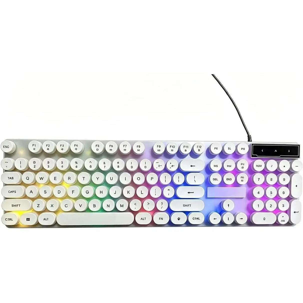 Round Keycaps Wired Keyboard with RGB LED Backlight.