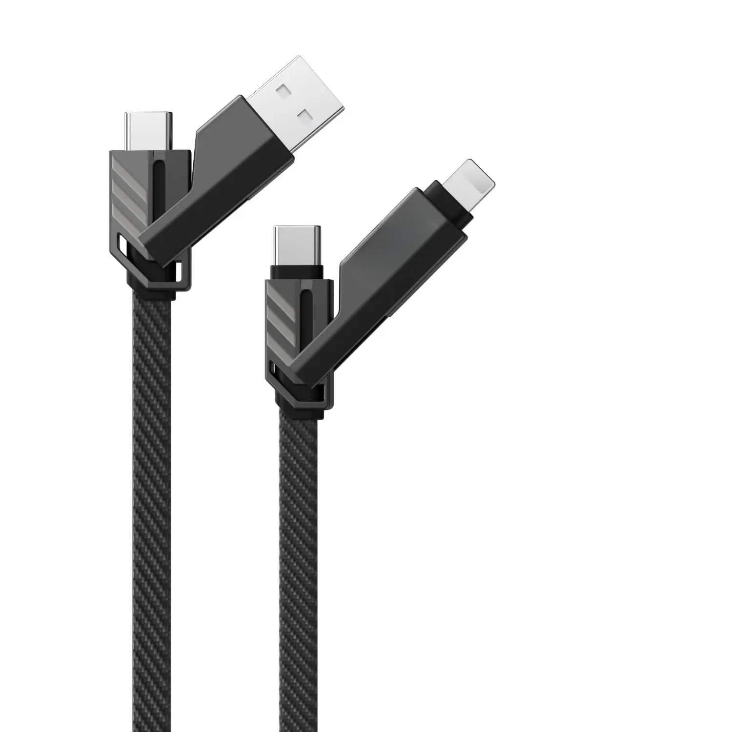 1FT Flat Nylon Braided USB C to C , 4-in-1 Multi-Adapter (C/A) 65W Max   & Data Sync Cord Compatible with  14 15 16 17 iPad MacBook Android Power