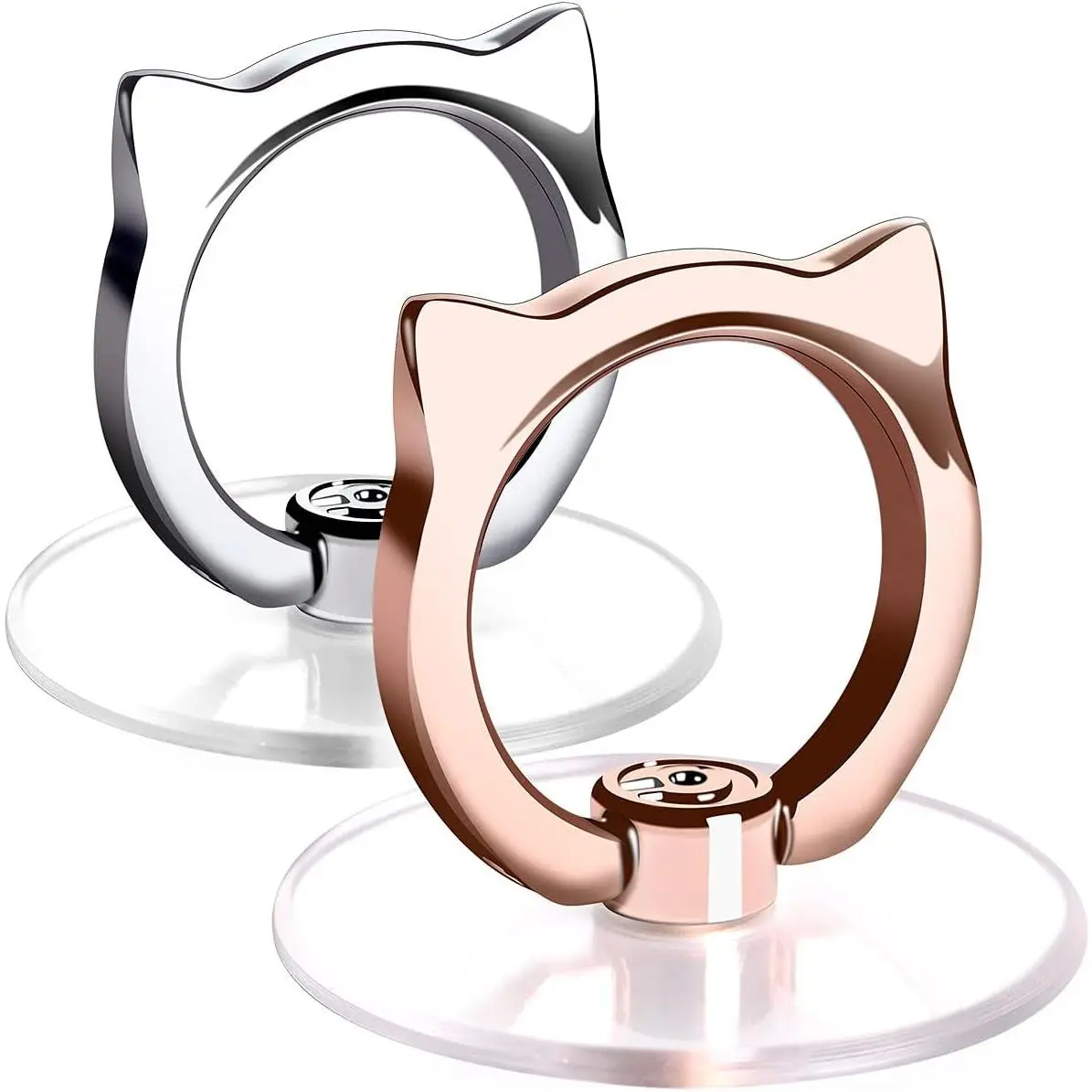 Phone Ring Holder -  Clear Cell Phone Ring Holder Transparent Stand Finger Grip (1  + 1 Rose  ) | Transparent Clear Cute  Ear