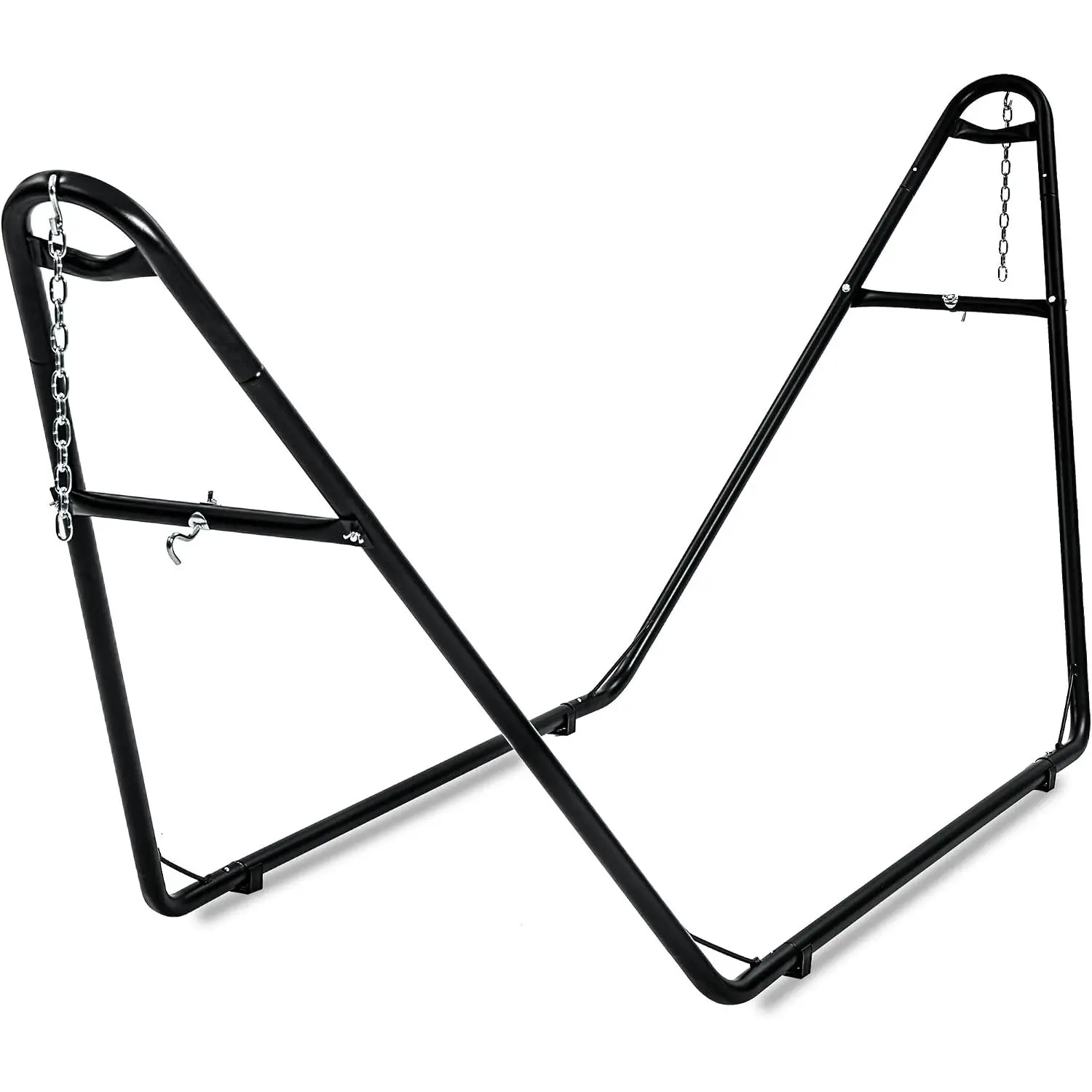 Hammock Stand for Outside, Fits 9-14ft Hammock, 600 lbs Capacity | , Tool-Free Setup, Heavy-Duty 2 Person -Coated Steel Stand, Chains & S-Hooks Included, Multi-Use, Black