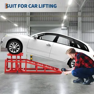 Garvee 2PCS 5-Ton Hydraulic Car Ramps - Heavy Duty Adjustable Vehicle Lift Ramps 9.4"-13.3" Height, Low Profile Design with Anti-Slip Surface for Oil Changes, Garage Repairs, Cars, SUVs