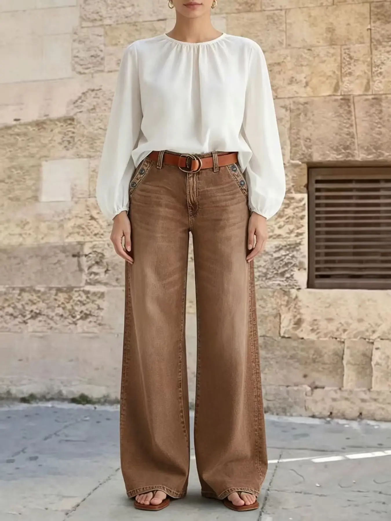 New Women's Multi-Button Oversized Loose Wide Leg Casual Trouser Jeans Bottoms, High-Quality Denim Jeans, Fashionable and Comfortable, Perfect for Everyday Wear