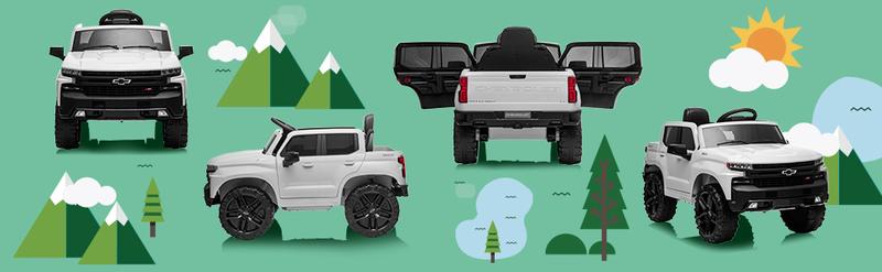 GARVEE 12V Ride On Car - Licensed Chevrolet Silverado GMC Electric Truck with Remote Control, MP3/Bluetooth, Spring Suspension, LED Lights, Battery Powered, Perfect for Toddlers, Red