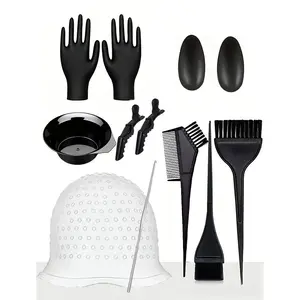 12pcs Silicone Hair Dye Caps, Reusable Highlighting Headbands, Salon Hair Coloring Tools Set, Professional Hair Styling Accessories, Haircare