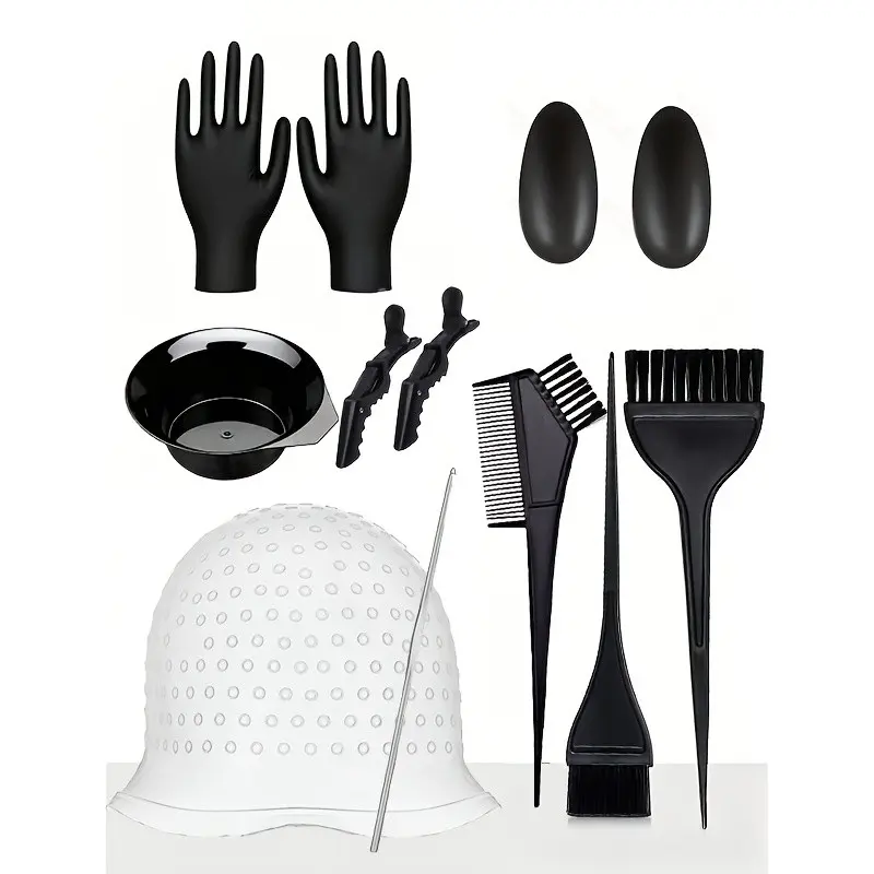 12pcs Silicone Hair Dye Caps, Reusable Highlighting Headbands, Salon Hair Coloring Tools Set, Highlight Hair Kit, Professional Hair Styling Accessories, Haircare