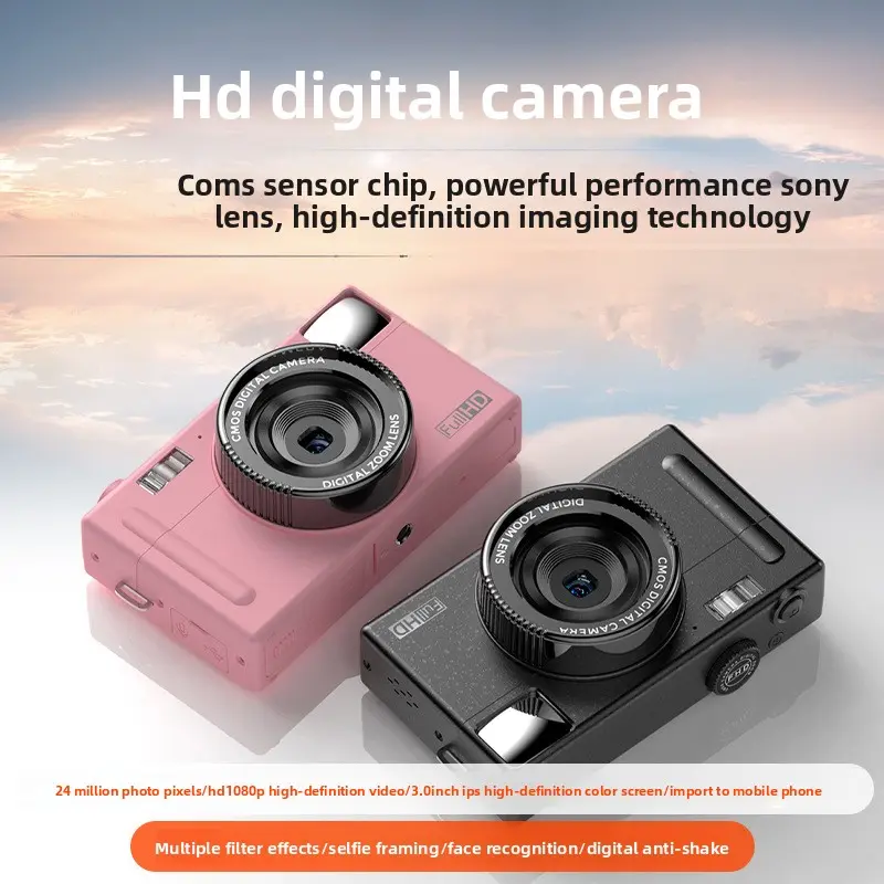 4K Digital Camera Compact Point and Shoot Portable with Filters for Teens Students Travel Campus Use
