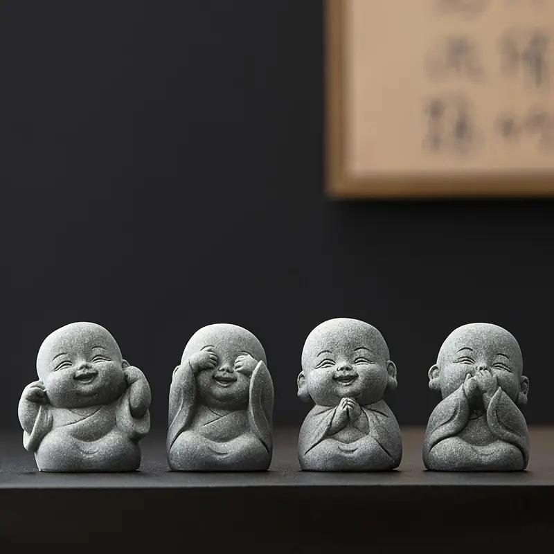 Cute Zen Style Resin Monk Statue, See No Evil Hear No Evil Speak No Evil Design, Perfect for Home and Garden Decor, Indoor and Outdoor Unique Buddha Statue