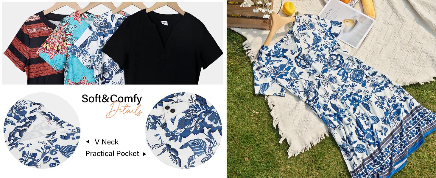 OFEEFAN Summer Dress Dresses for Women 2026 Casual Summer V Neck Wedding Guest Dress Short Sleeve Fashion Beach Vacation Clothes OFEEFAN Summer Dress Dresses for Women 2026 Casual Summer V Neck Wedding Guest Dress Short Sleeve Fashion Beach Vacation Clothes