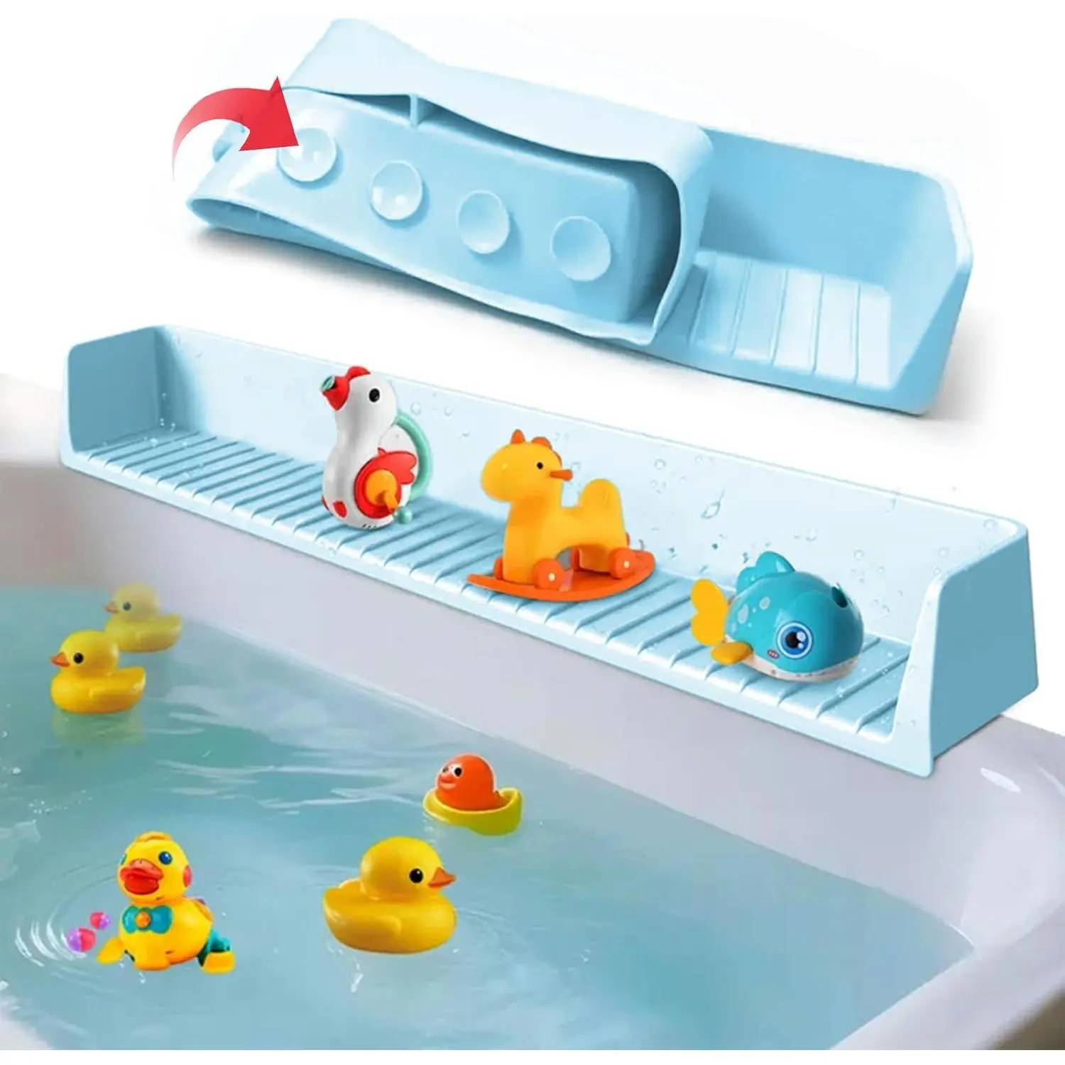 Splash Guard for Bathtub,Bathtub Organizer & Splash Guard,Safe Bathroom  Cover,  tub  cover-31.4in,Practical Bath Accessory(Blue)
