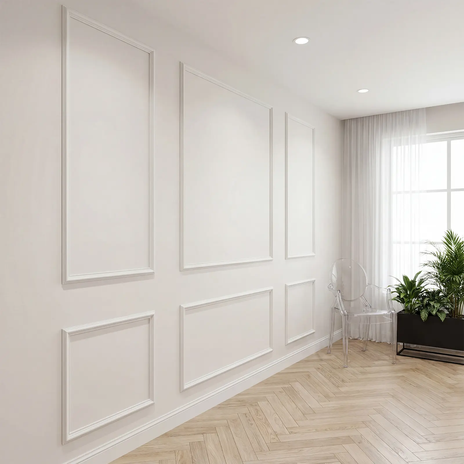 Pre-Cut Wall Wainscoting Frame Kit - Polystyrene Picture Frame Molding Trim for Wall Decor, Waterproof Paintable Accent Wall Molding Panels for Bedroom Living Room