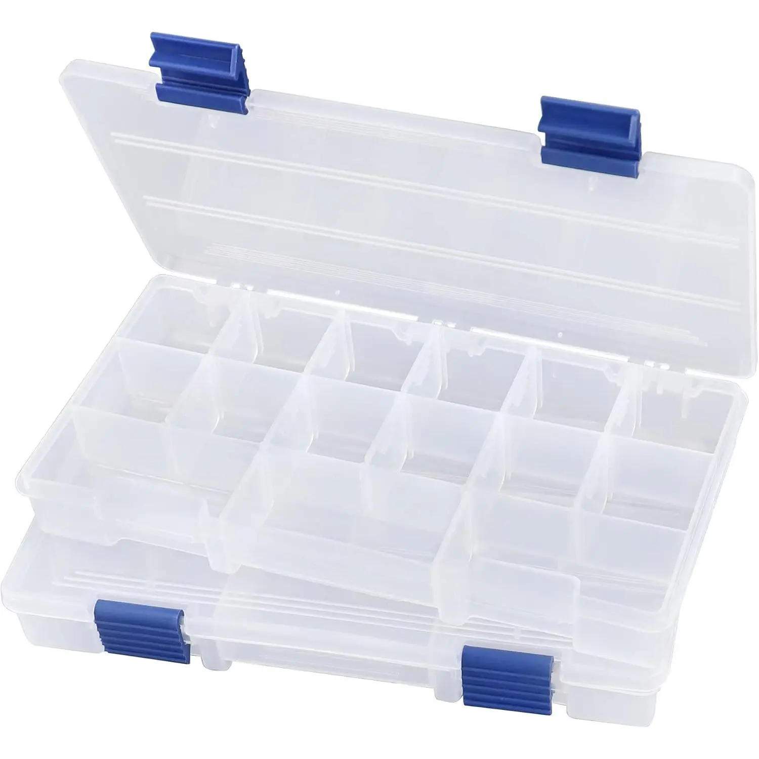 Tackle Box Small Fishing Box Organizer 2 Pack 3500 Tackle Tray Clear Plastic Storage Box with Dividers Sorting Snackle Box
