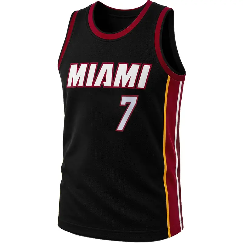 Retro Miami #7 Embroidered Basketball Jersey Unisex Black Sleeveless Casual Workout Clothes Sports Shirt Breathable Athletic Top for Men Women Basketball Fans Gift